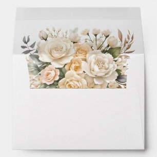 Enveloppe Elegant Pearl White et ivoire Rose Mariage