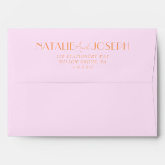 Enveloppe Elegant Pink Orange Retro Minimalist Wedding