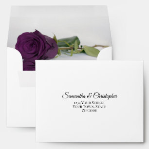 Enveloppe Elégant Plum violet Rose intérieur rabat mariage R
