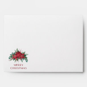 Enveloppe Élégant Poinsettia Floral Christmas Retourner l'ad