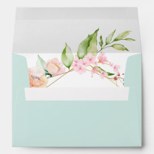 Enveloppe Elégant printemps floral Aquarelle Mint Green Enve