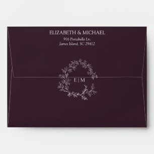 Enveloppe Élégant prune violet poitrine Mariage de monogramm
