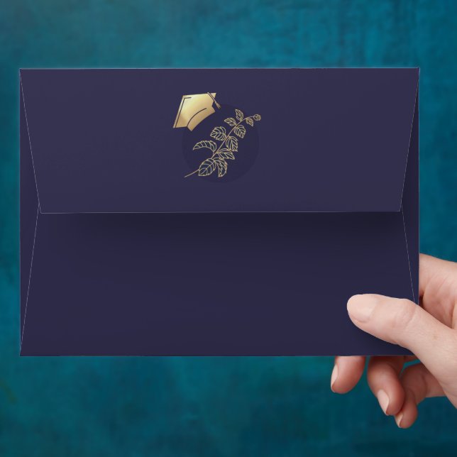 Enveloppe Élégant Purple et Gold Graduation (Hand)