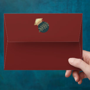 Enveloppe Élégant Red and Gold Graduation