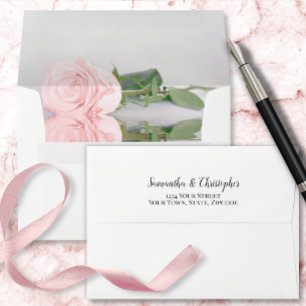 Enveloppe Élégant reflet de rose rose blanche Mariage