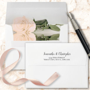 Enveloppe Élégant reflet Pale Peach Rose Mariage