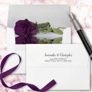 Enveloppe Élégant reflet Plum violet Rose Mariage