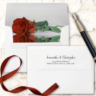 Enveloppe Elégant reflet rouille Orange Rose Mariage