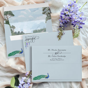 Enveloppe Elégant Regency Era Peacock Garden Invitation de m