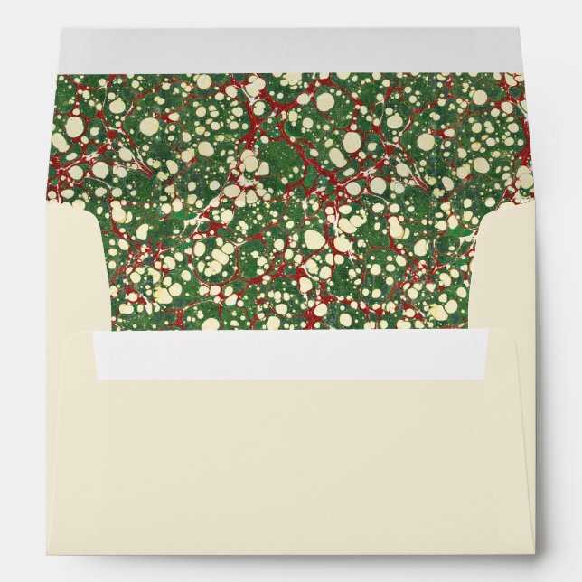 Enveloppe Élégant revêtement de marbre vert rouge préadressé (Dos (Bas))