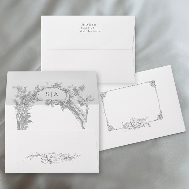 Enveloppe Élégant Rococo Floral Français (Créateur téléchargé)