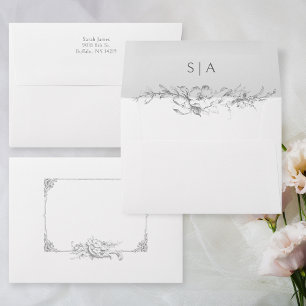 Enveloppe Élégant Rococo Floral Français