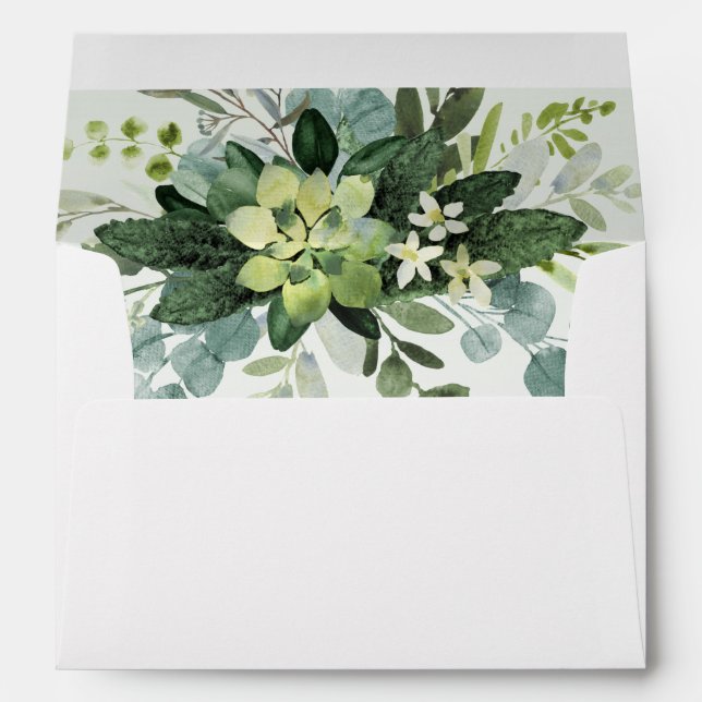 ENVELOPPE ÉLÉGANT ROMANTIQUE VÉGÉTATION EUCALYPTUS  (Dos (Bas))