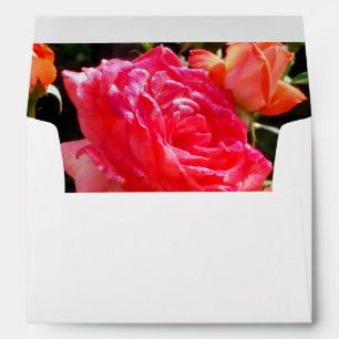 Enveloppe Élégant rose à fleurs rose oranger