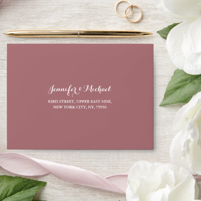 Enveloppe Élégant Rose de mariage RSVP Adresse de retour 5x7 (Wedding)
