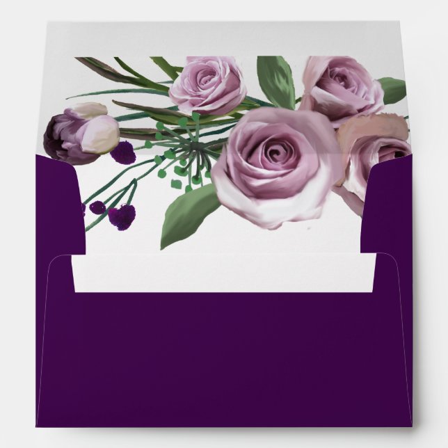 Enveloppe Élégant Rose de prune violette Mariage Anniversair (Dos (Bas))