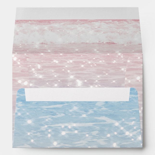 Enveloppe Elégant rose Dusty Blue Shimmer Eaux océaniques (Dos (Bas))