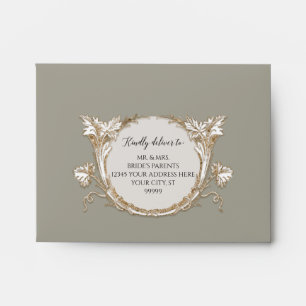 Enveloppe Elégant Rose Floral Gold Sage Green Wedding RSVP