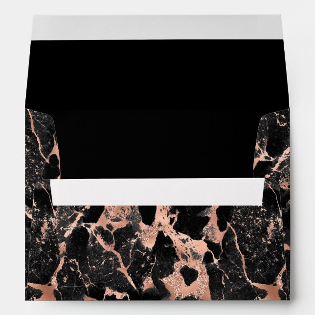 Enveloppe Élégant Rose or & marbre noir Motif (Dos (Bas))
