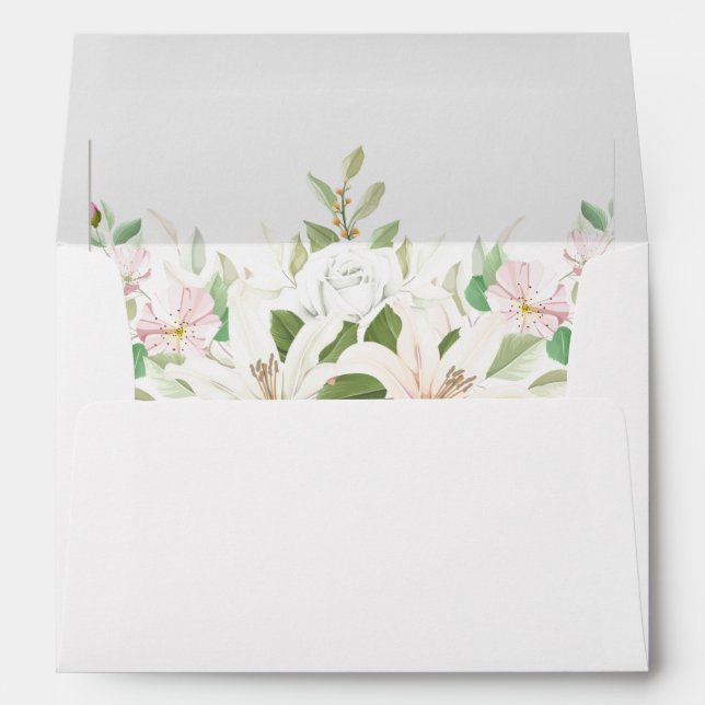 Enveloppe Élégant Rose rose Lili Ivory Mariage (Dos (Bas))