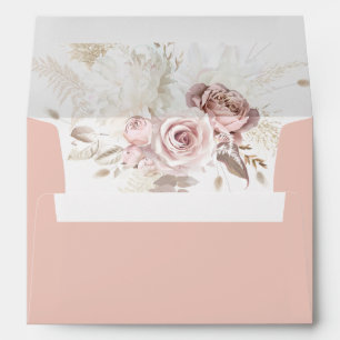 Enveloppe Élégant rose rose pâle Rose floral Mariage