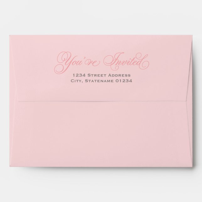 Enveloppe Élégant rose Vous êtes invité Mariage de script (Dos (Haut rabat))