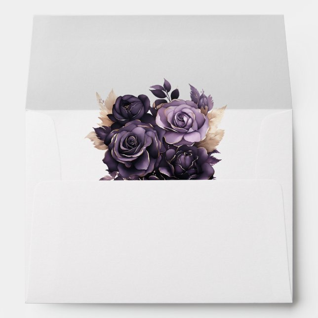 Enveloppe Élégant Roses violets foncés (Dos (Bas))