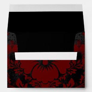 Enveloppe Elégant rouge et noir damassé Noël élégant