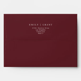 Enveloppe Élégant Rouge foncé Plum Bourgogne Blanc Le Mariag