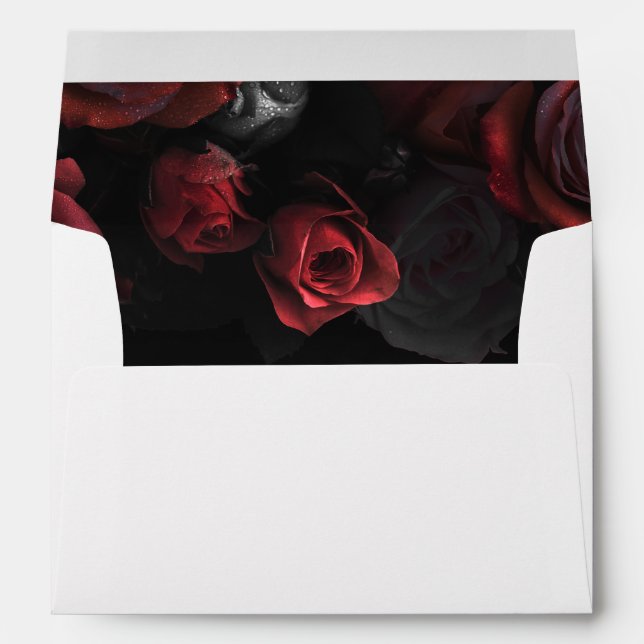 Enveloppe Élégant rouge roses gothique (Dos (Bas))