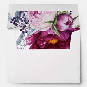 Enveloppe Élégant Rouge Violet Vert Floral Enregistrer La Da