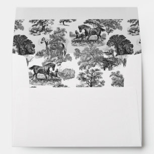 Enveloppe Elégant Rustique Black White Horses Country Toile