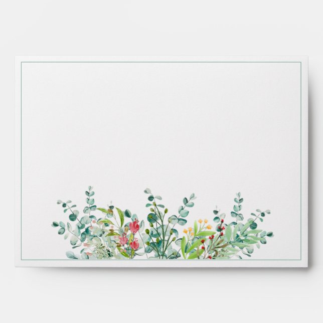 Enveloppe Elégant Rustique Eucalyptus Mariage d'aquarelle (Devant)