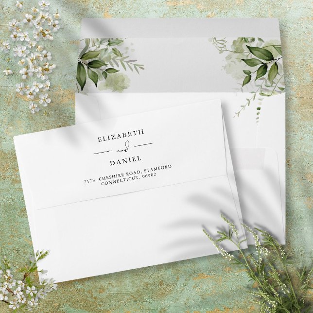 Enveloppe Élégant Rustique Verdure Mariage Floral (Elegant Rustic Greenery Floral Wedding Envelope)