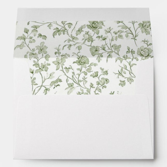 Enveloppe Elegant Sage Chinoiserie Mariage (Dos (Bas))
