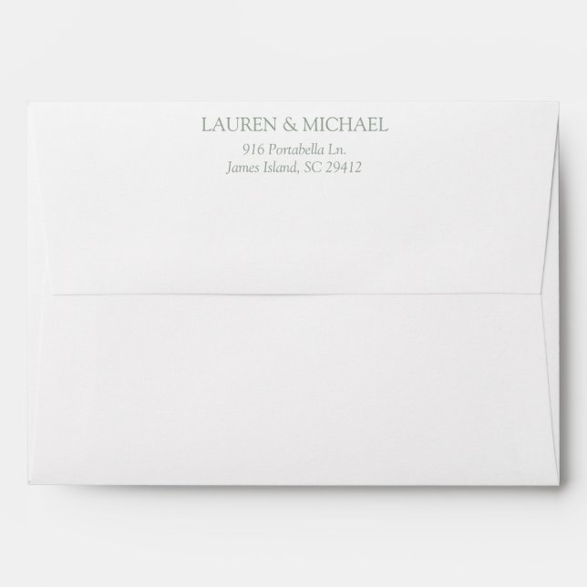 Enveloppe Elegant Sage Green Moderne Monogramme Adresse de r (Dos (Haut rabat))