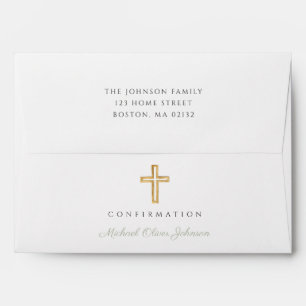 Enveloppe Elégant Sage Green Religious Boy Confirmation