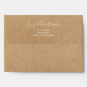 Enveloppe Élégant script blanc Rustic Kraft Adresse de retou