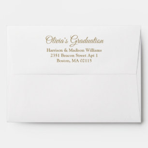 Enveloppe Élégant script d'or blanc personnalisé graduation