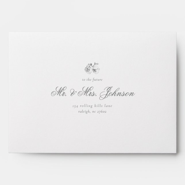 Enveloppe Élégant Script Minimal BW Return Adresse Mariage (Devant)