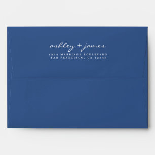 Enveloppe Élégant Script Names Blue Mariage Return Address