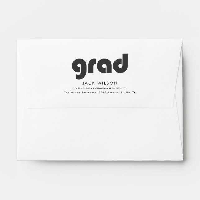 Enveloppe Elegant Script Return Address Graduation (Dos (Haut rabat))