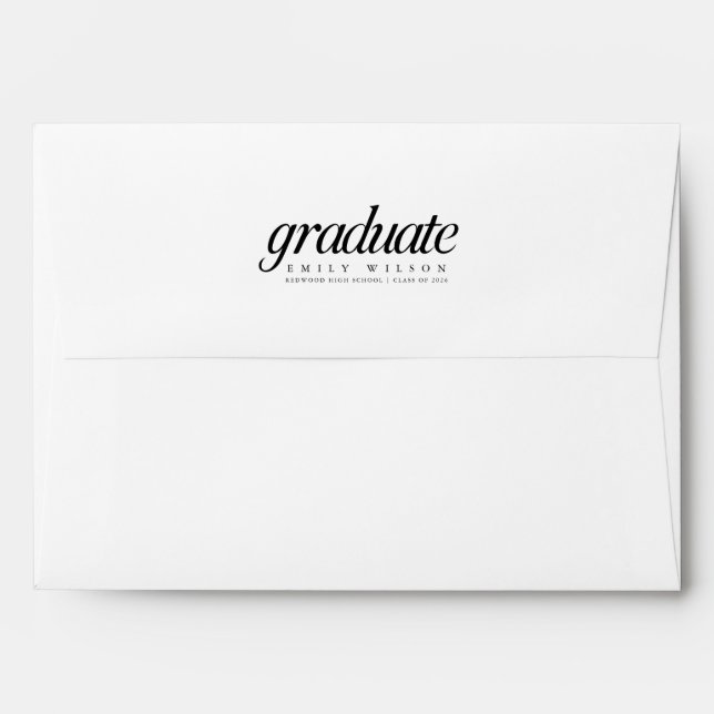 Enveloppe Elegant Script Return Address Graduation (Dos (Haut rabat))