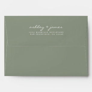 Enveloppe Élégant Script Sage Green Mariage Adresse de retou