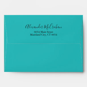 Enveloppe Élégant script Turquoise Aqua Retourner l'adress