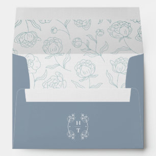 Enveloppe Élégant simple floral Dusty Mariage Monogramme