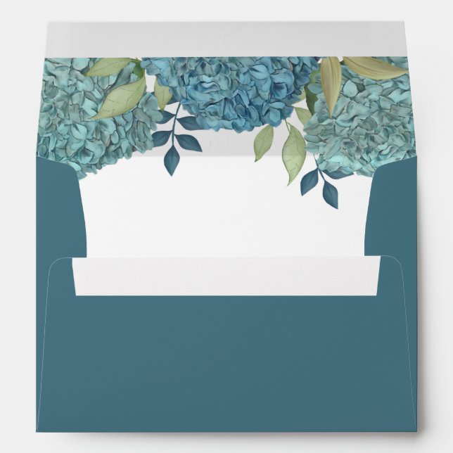 Enveloppe Élégant Simple Minimaliste Fleur de Hortensia Bleu (Dos (Bas))