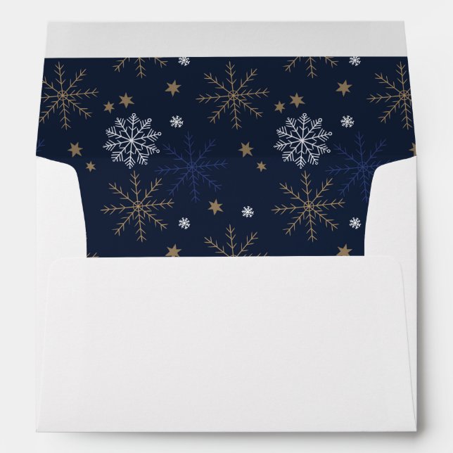 Enveloppe Elegant Snowflake Pattern Dark Blue (Dos (Bas))
