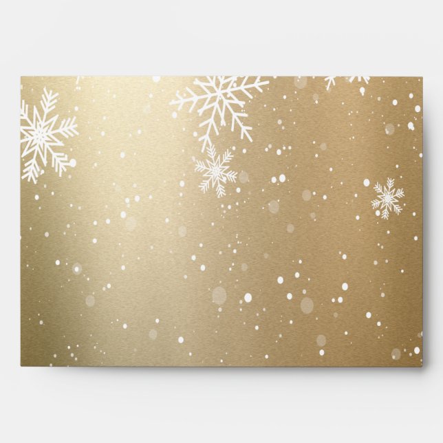 Enveloppe Élégant Snowflakes Gold (Devant)