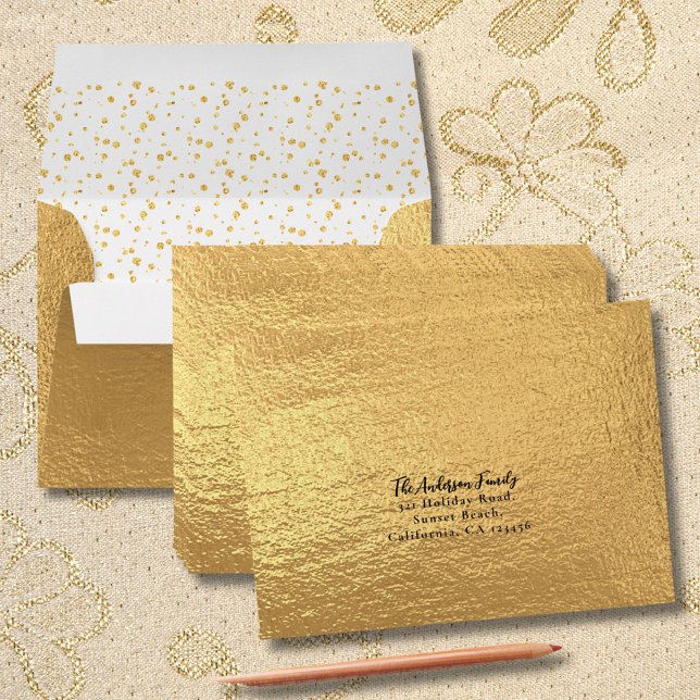 Enveloppe Elégant Sophistiqué Faux Gold Foil Confetti RSVP (Créateur téléchargé)